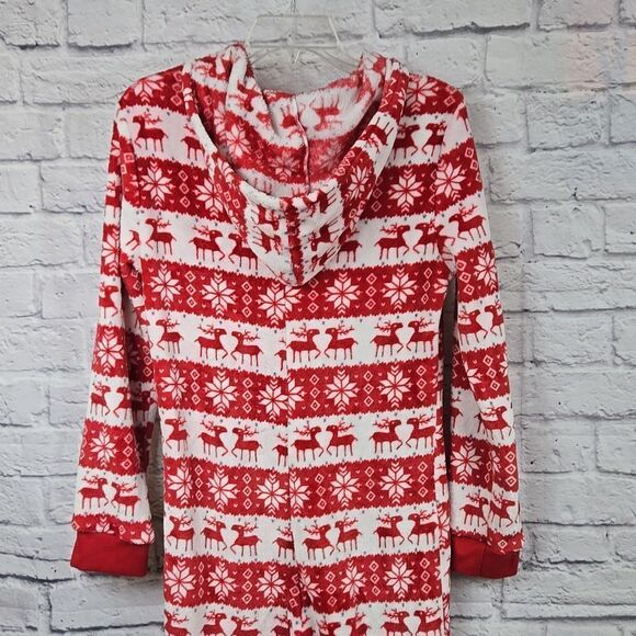 Reindeer Adult Onesie Furry Holiday Hooded Union Suit 1pc Pajama Sleepwear PJs - Picture 8 of 12